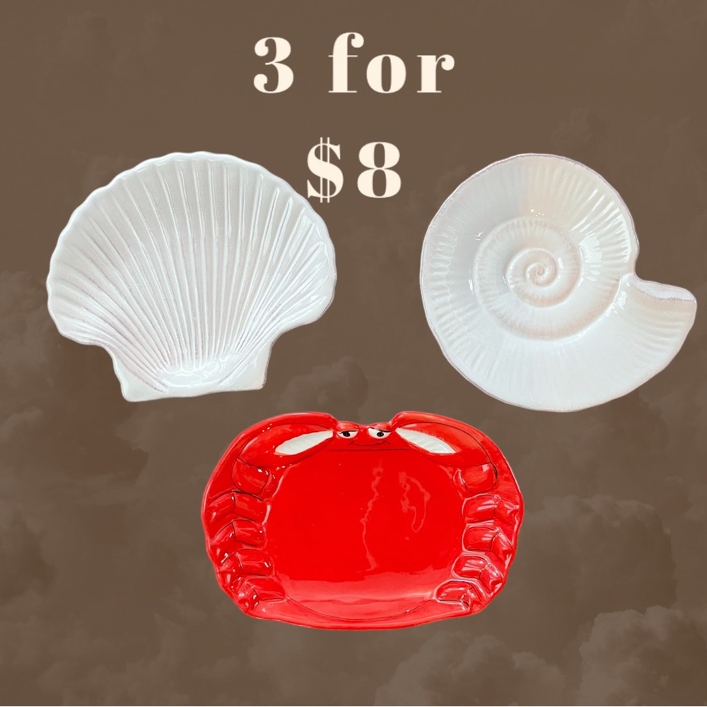 3- BEACH THEMED SERVING SMALL PLATES